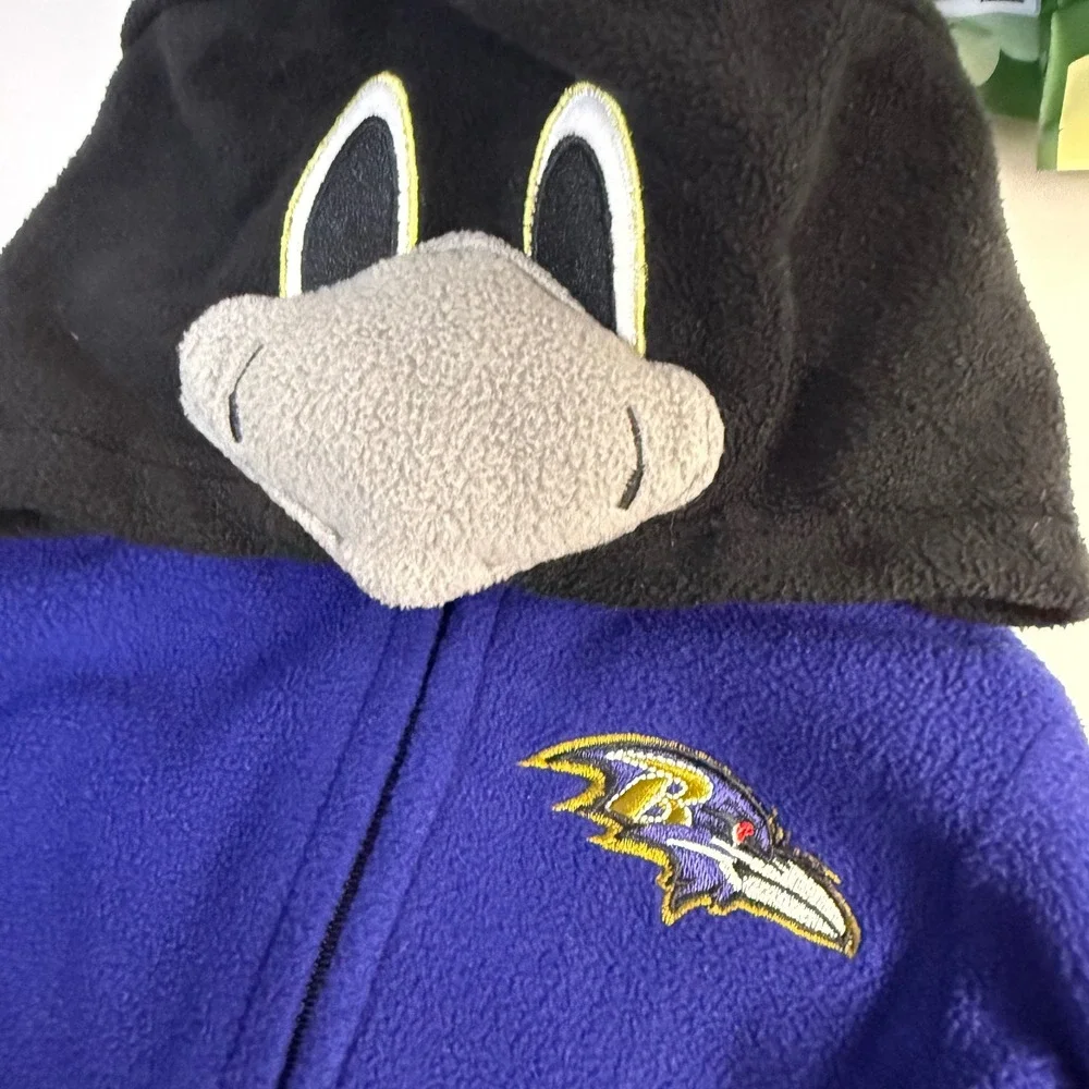 NFL Mascot Wear Baltimore Ravens Fleece Hoodie Romper Outfit 3-6 month football